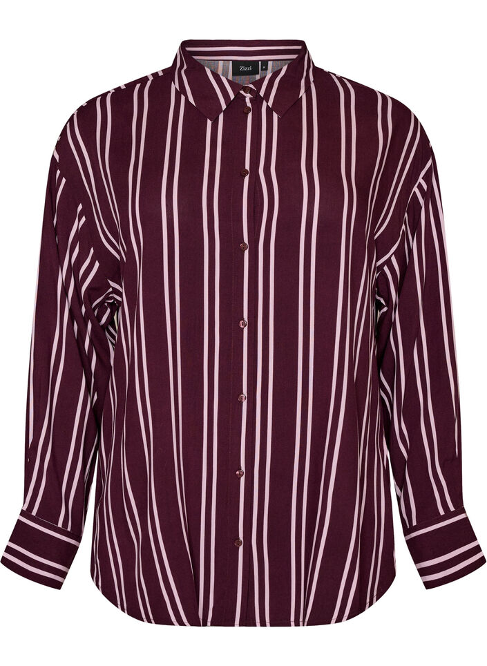Stripete nattkjole, M&oslash;rk Bordeaux, Packshot image number 0