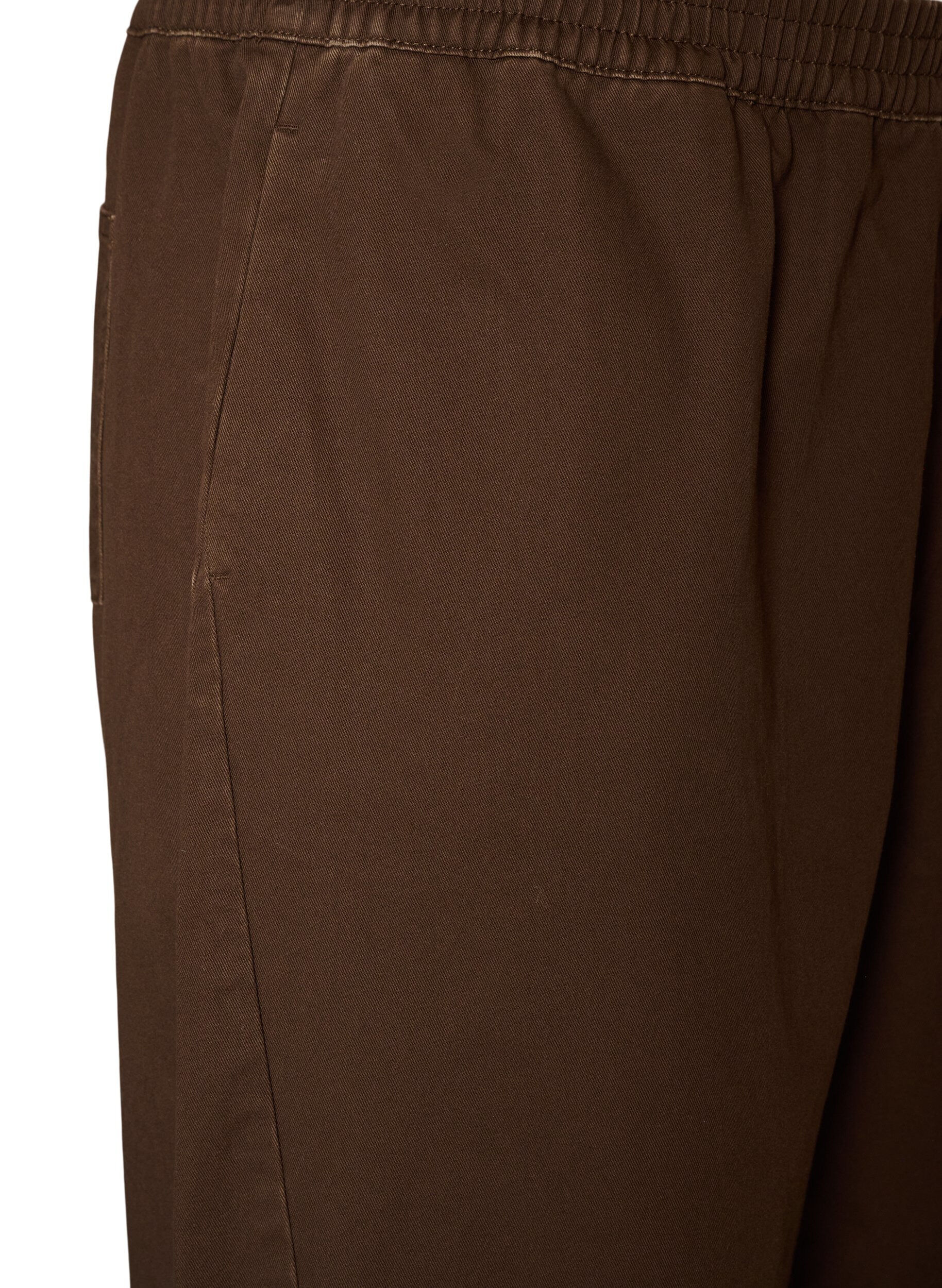 ZizziBarrel-jeans med h&oslash;y midje og elastisk linning, Brun, Packshot image number 2
