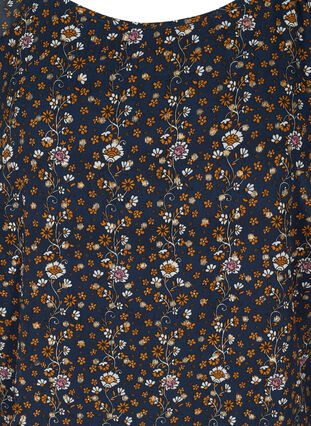 Langermet bluse med blomstermønster, Navy Blazer AOP, Packshot image number 2