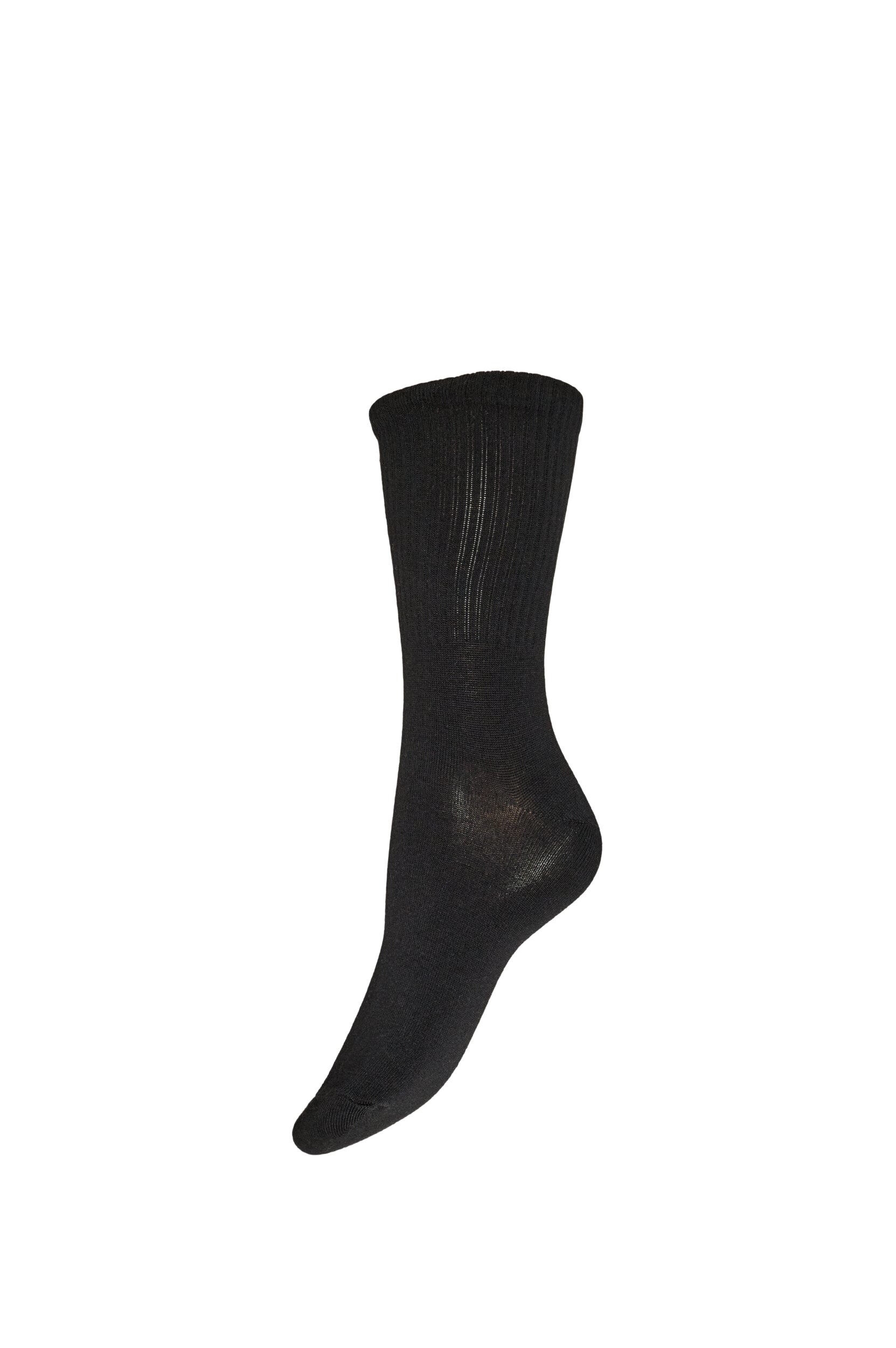 ZizziRibbet sokk i bomull, Svart, Packshot image number 0