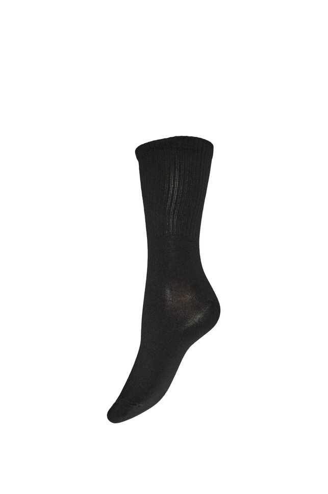 Ribbet sokk i bomull, Svart, Packshot image number 0