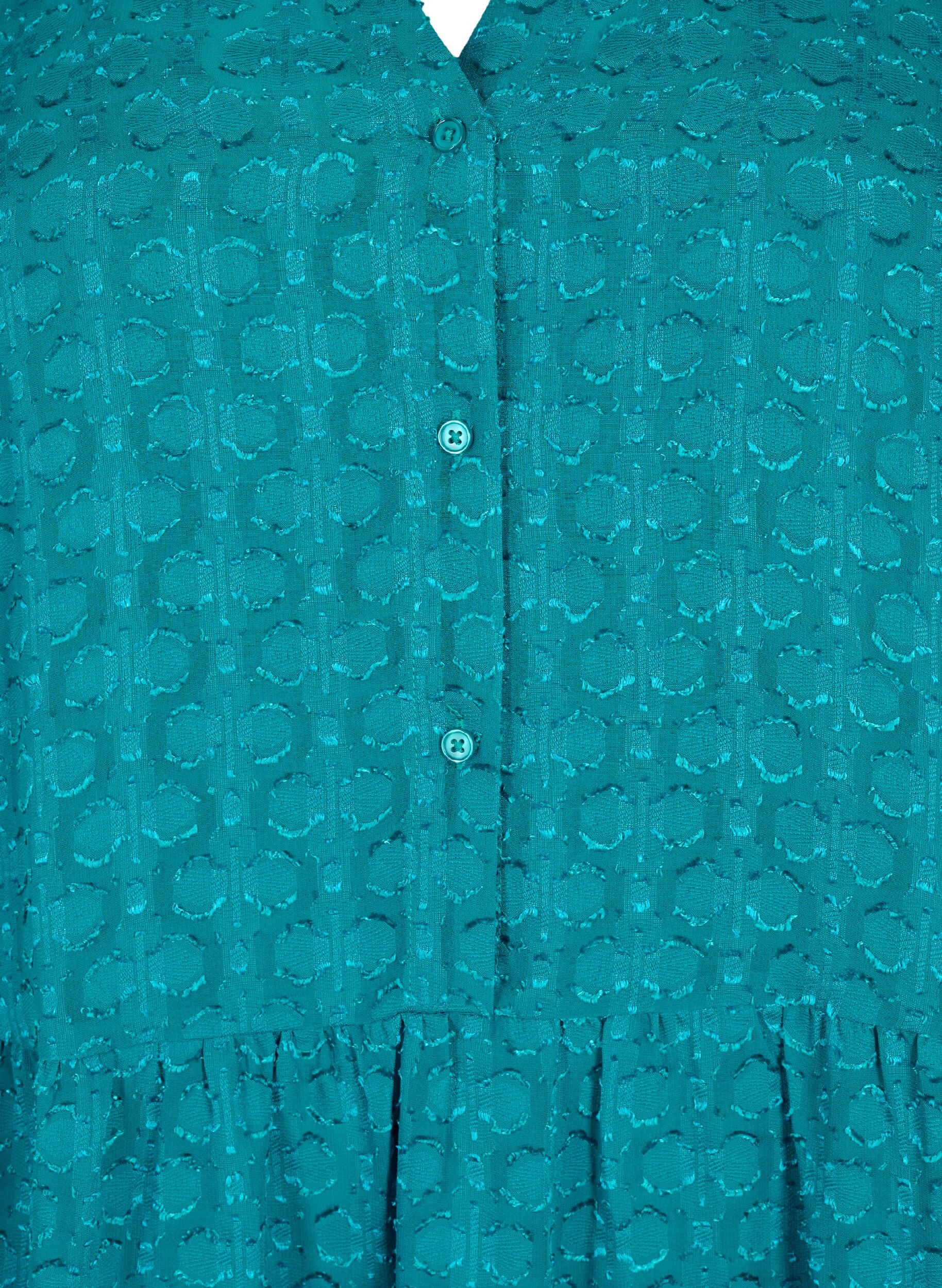 ZizziJacquard kjole med volangkrage, Deep Lake, Packshot image number 2