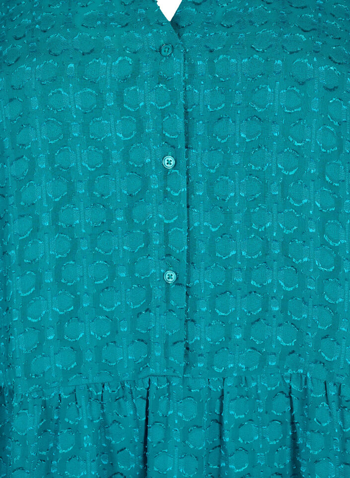 Jacquard kjole med volangkrage, Deep Lake, Packshot image number 2