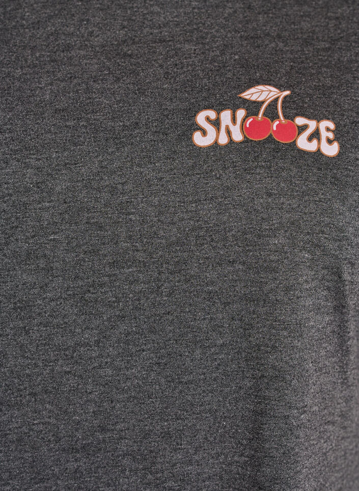 Kortermet nattkjole med teksttrykk, Svart, Packshot image number 2