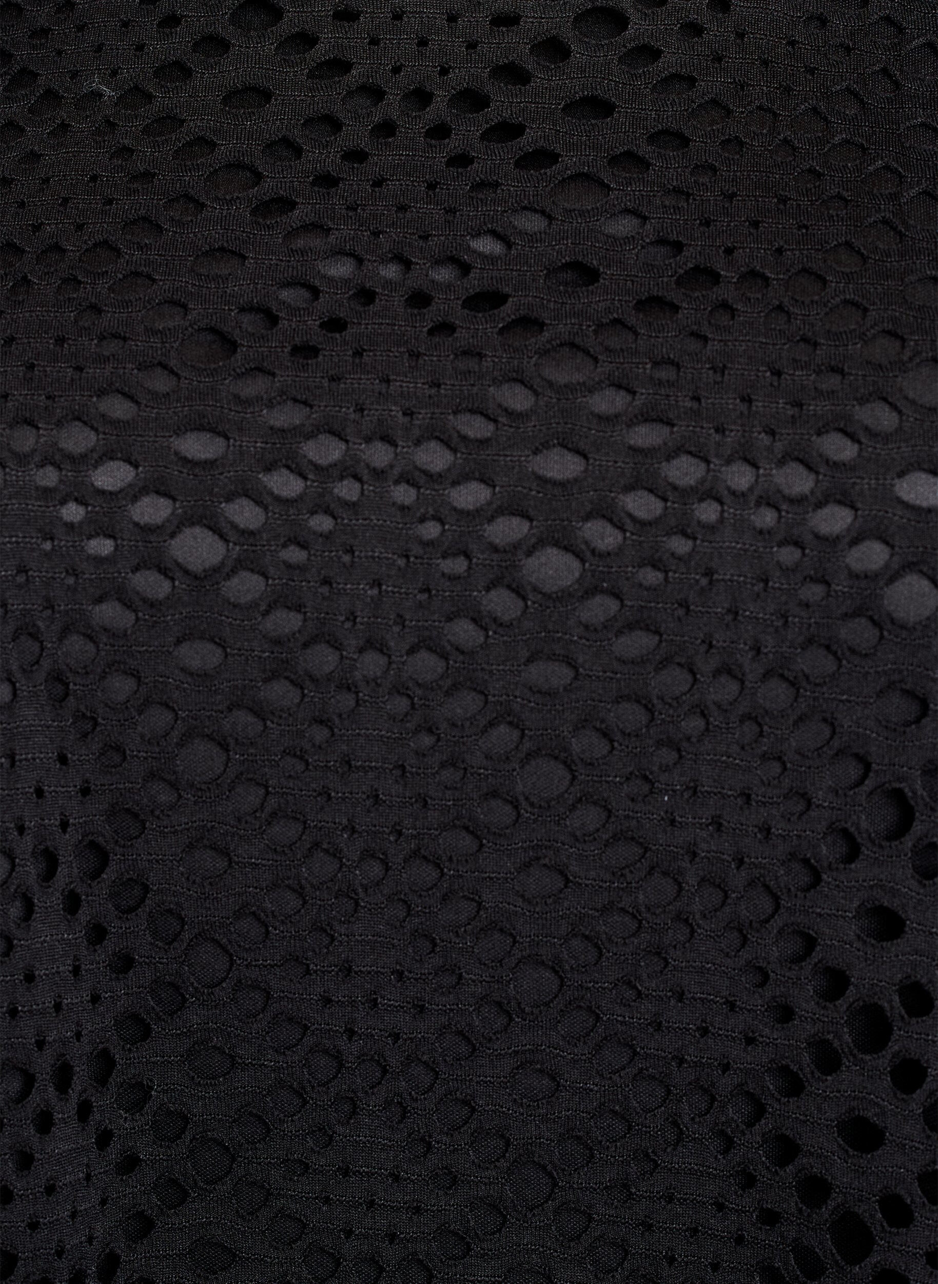 ZizziKnelang kjole med hullm&oslash;nster og korte ermer, Svart, Packshot image number 2