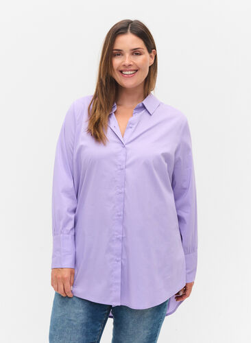 Langermet skjorte med høy mansjett, Lavender, Model image number 0