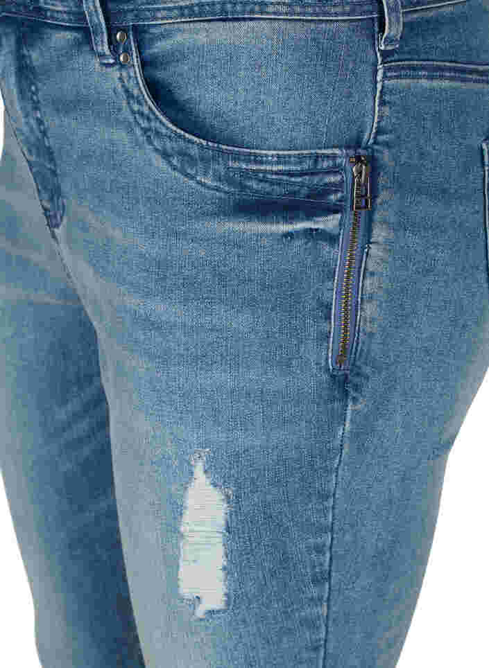 Super slim Amy jeans med splitt, Blue denim, Packshot image number 2