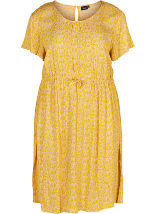 Kjole med korte ermer, Yellow Branch, Packshot image number 0
