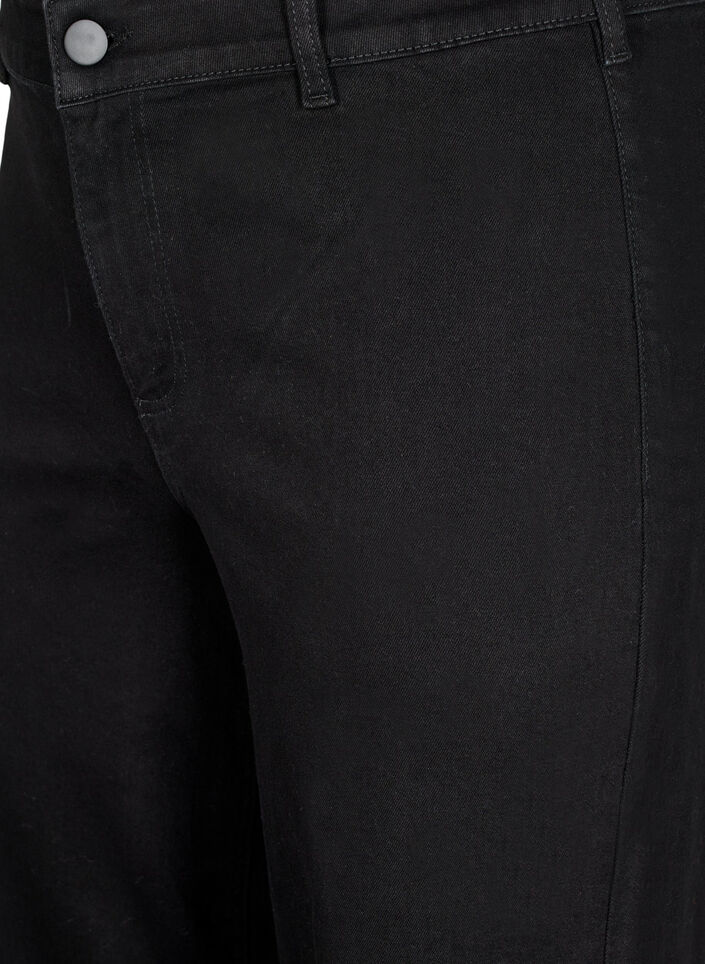 Jeans med høy midje og vide ben, Svart, Packshot image number 2
