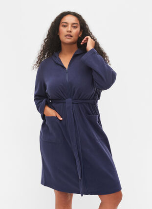 Badetøy med glidelås og hette., Peacoat, Model image number 0