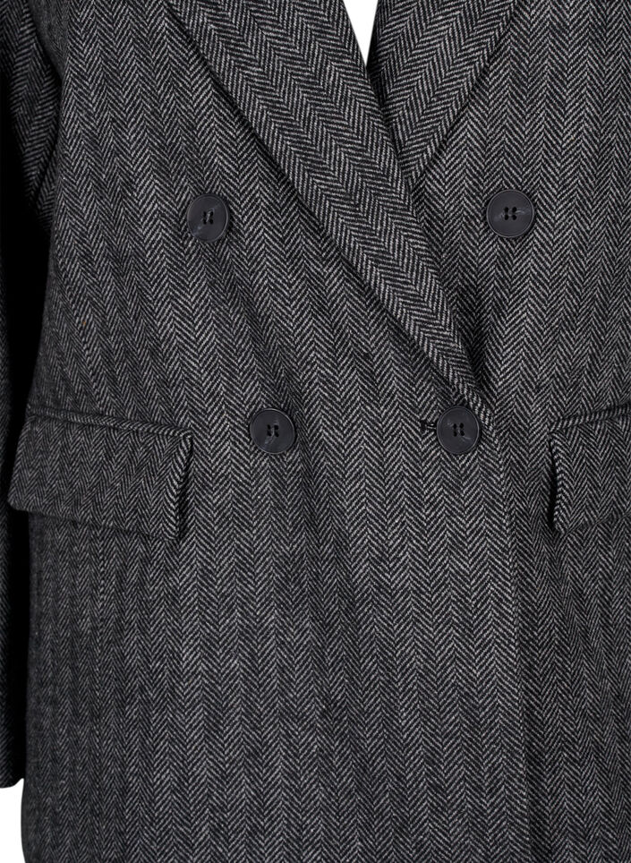 Blazer i ullblanding med lommer, Dark Grey Melange, Packshot image number 2