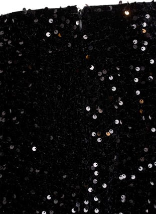 Zizzi Kort paljettskjørt med elastisk midje, Svart, Packshot image number 3