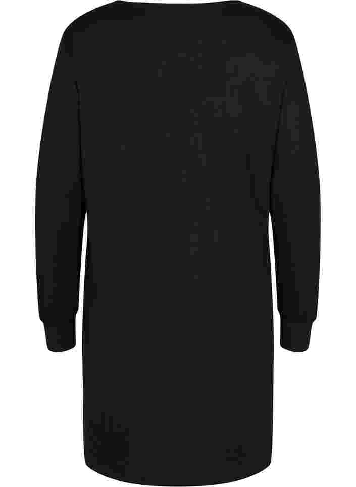 Langermet kjole med blonder, Black, Packshot image number 1