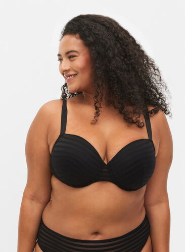 Zizzi Vattert BH med bøyle, Black, Model image number 0