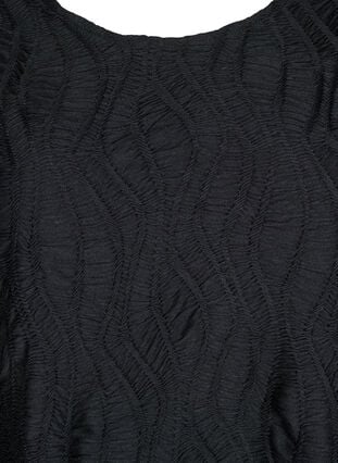 Zizzi Bluse med tekstur og 3/4-ermer, Svart, Packshot image number 2