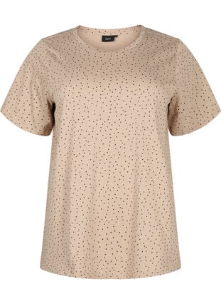 T-skjorte i økologisk bomull med prikker	, Natural Dot, Packshot image number 0