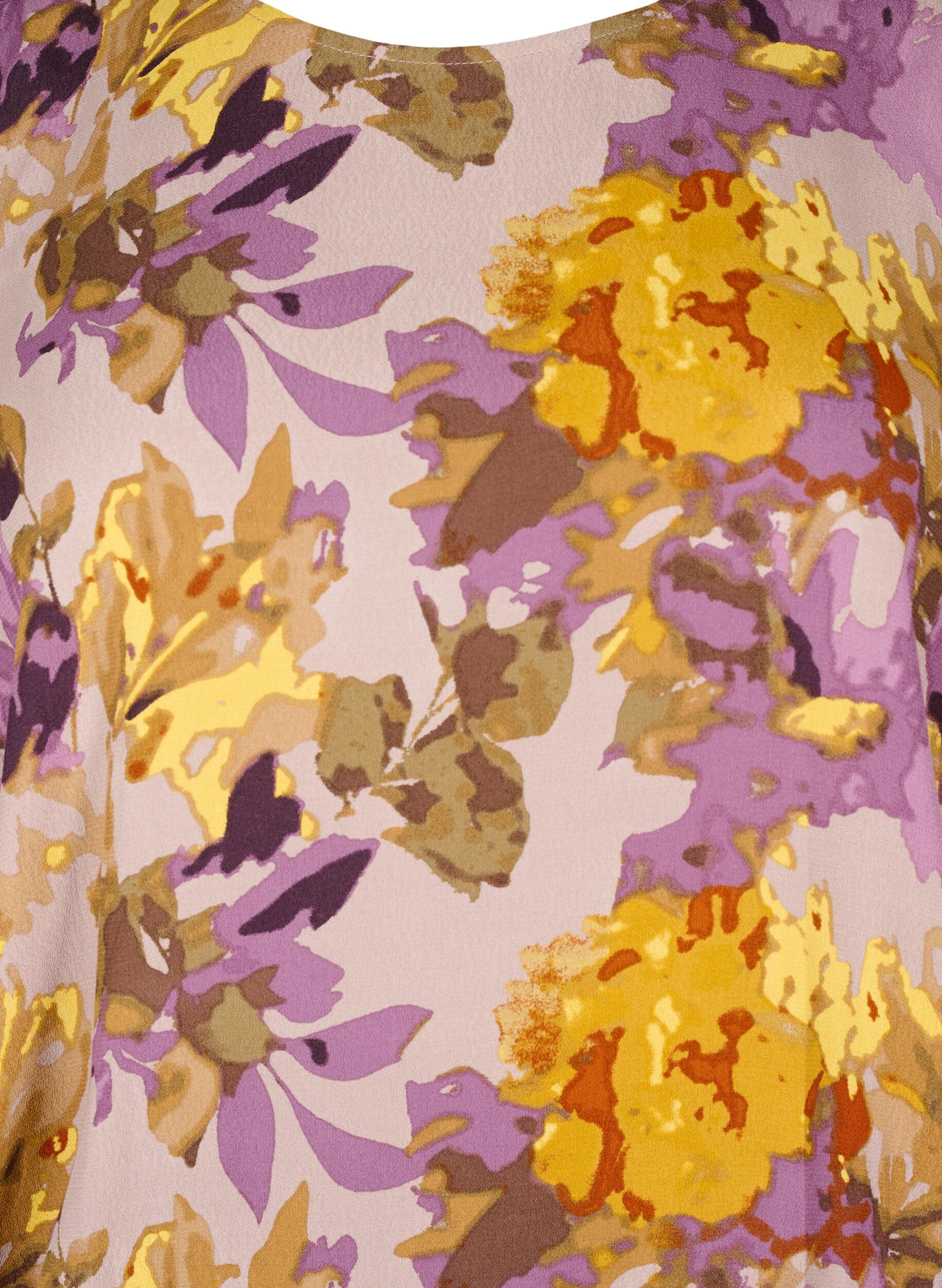 Zizzi Smockbluse med blomstertrykk, Purple Flower, Packshot image number 2