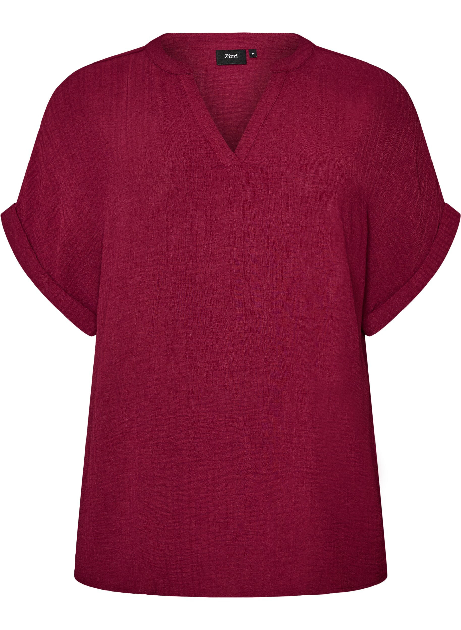 ZizziL&oslash;s bluse med korte ermer, R&oslash;d, Packshot image number 0