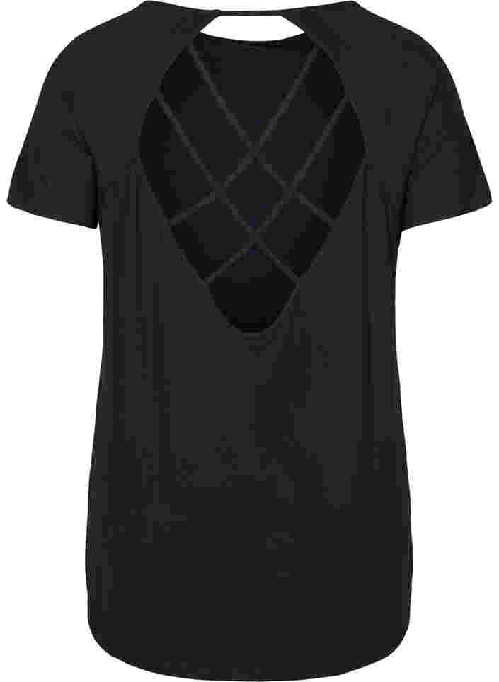 T-skjorte til trening i viskose og feminin utringning, Black, Packshot image number 1