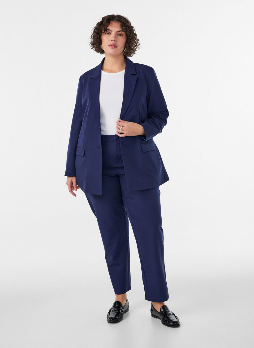 Klassisk blazer med knappelukking, Bl&aring;, Model image number 1