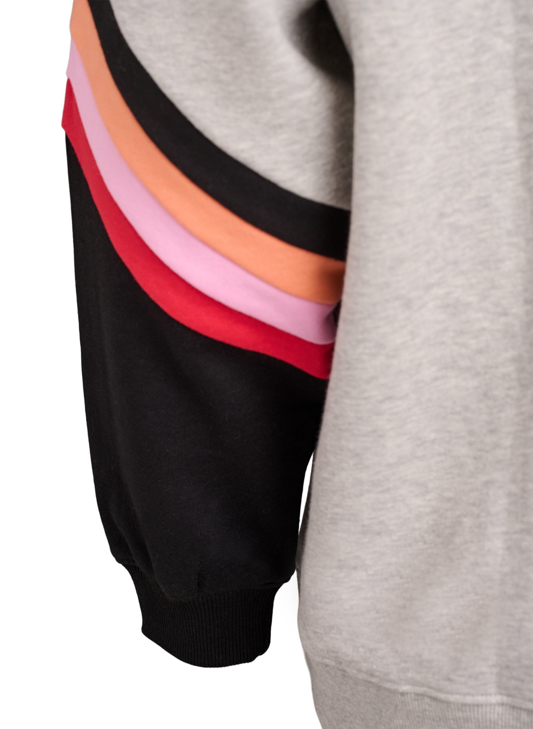 ZizziL&oslash;s genser med kontrastdetaljer p&aring; ermene, Gr&aring;, Packshot image number 3