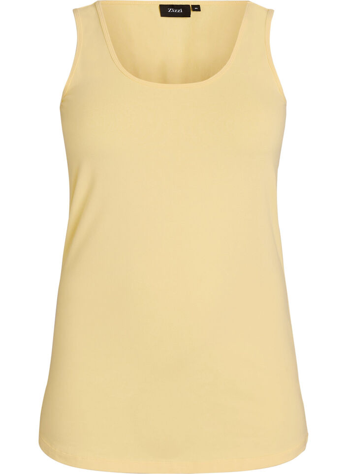 Ensfarget basic topp i bomull, Gul, Packshot image number 0