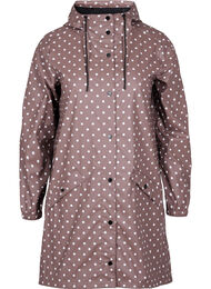 Prikkete regnjakke med hette, Iron W/White dot