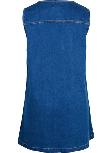 Denim spencerkjole med knapper, Dark blue denim, Packshot image number 1