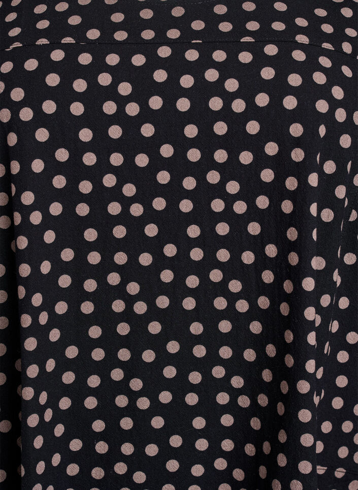 Kortermet bomullskjole med trykt mønster, Brun, Packshot image number 2