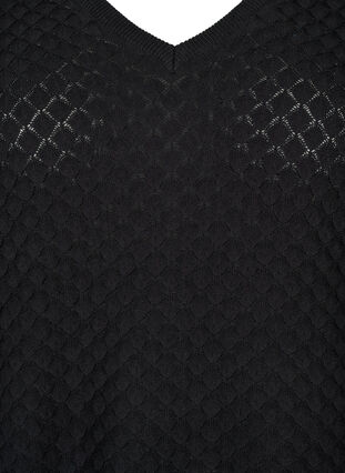 Strukturmønstret genser i økologisk bomull	, Black, Packshot image number 2