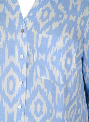 Mønstret skjorte med lin, Serenity AOP, Packshot image number 2