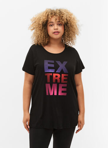 T-skjorte til trening med trykk, Black w. Extreme, Model image number 0