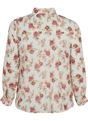 FLASH - Langermet skjorte med blomstermønster, Off White Flower, Packshot image number 1