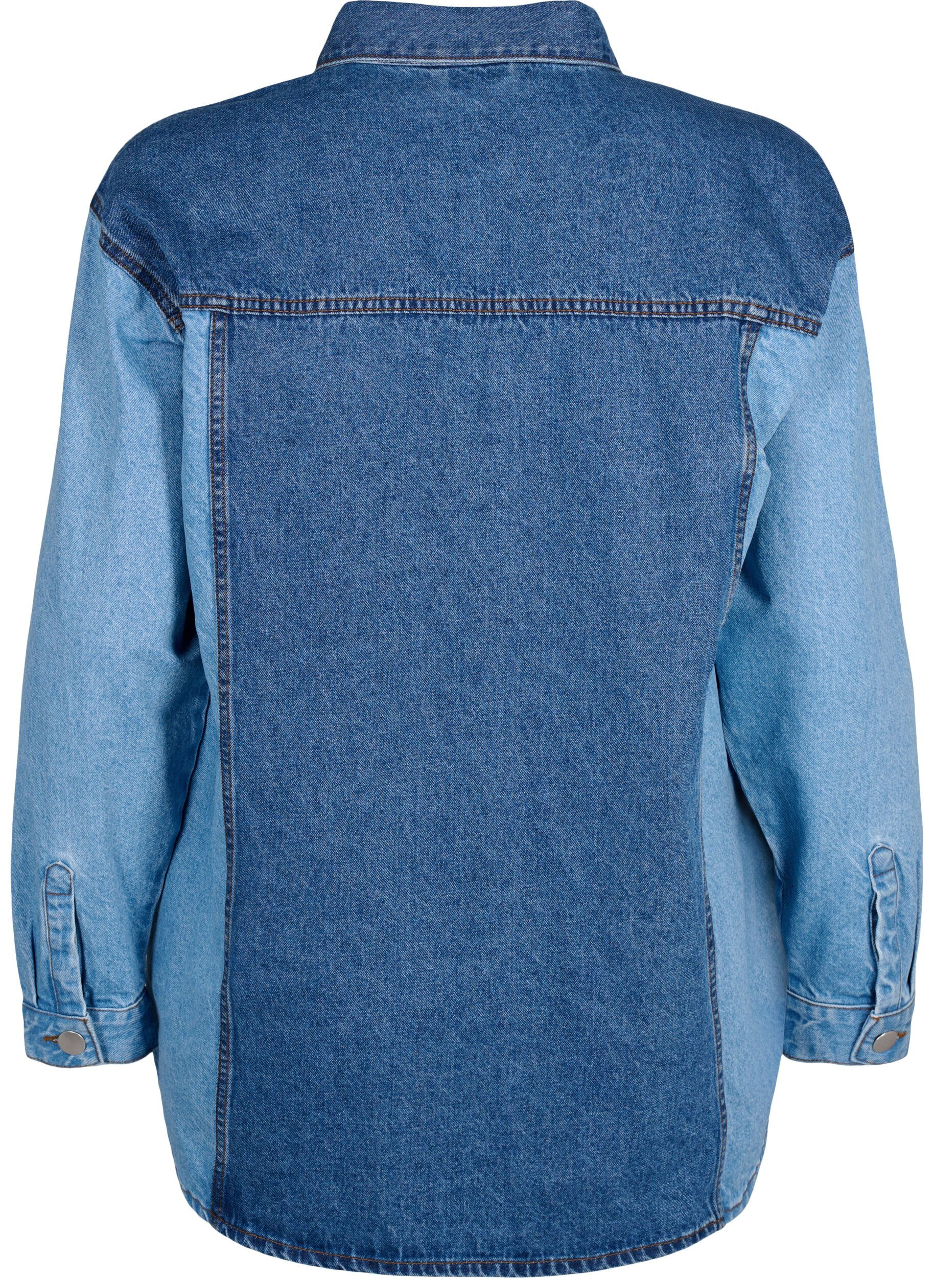 Zizzi Colorblock dongerijakke, Light Blue Denim, Packshot image number 1