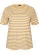 T-shirt med striper og ribbestrikket struktur, Gul, Packshot image number 0