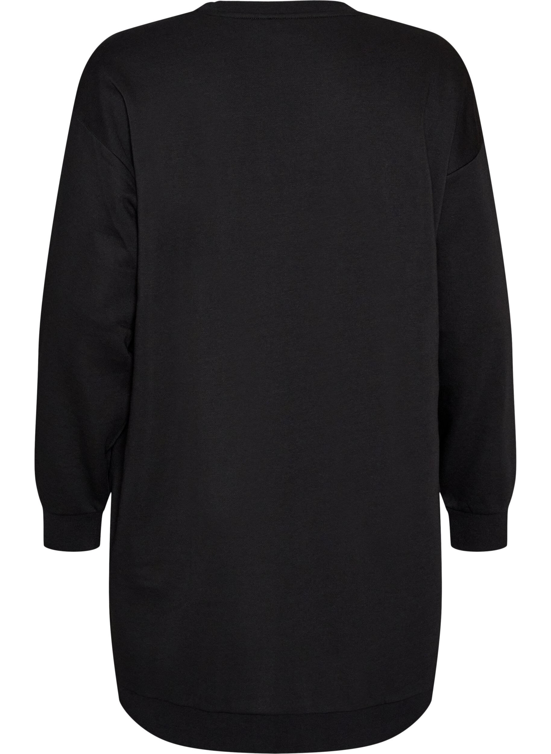 ZizziLoose fit genserkjole med lommer, Svart, Packshot image number 1