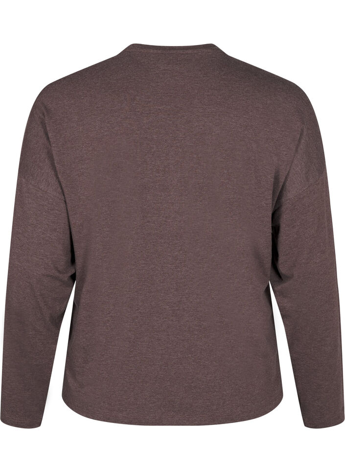 Løs jerseybluse med sømdetaljer, Brun, Packshot image number 1