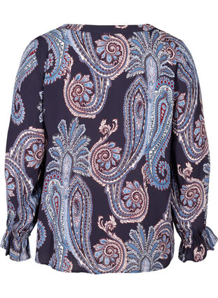 Langermet viskoseskjorte med paisleymønster, Night Sky AOP, Packshot image number 1