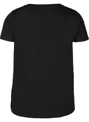 T-skjorte i bomull med trykk, Black w. Silver, Packshot image number 1