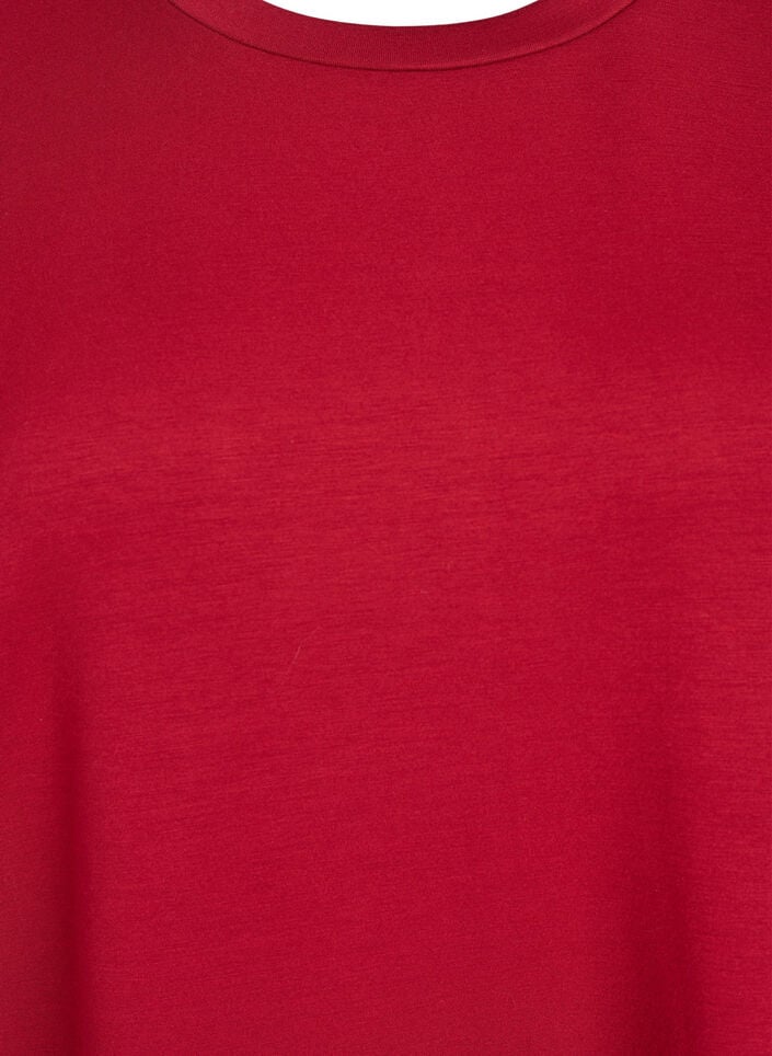 T-skjortekjole i jersey med splitt i sidene, Rød, Packshot image number 2
