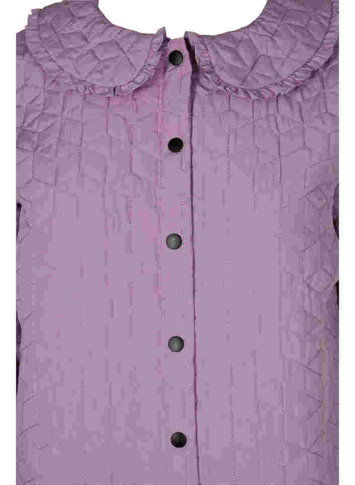 Quiltet jakke med krage og volangkant, Lavender Mist, Packshot image number 2