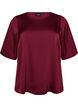 Satengbluse med albuelange ermer, R&oslash;d, Packshot image number 0