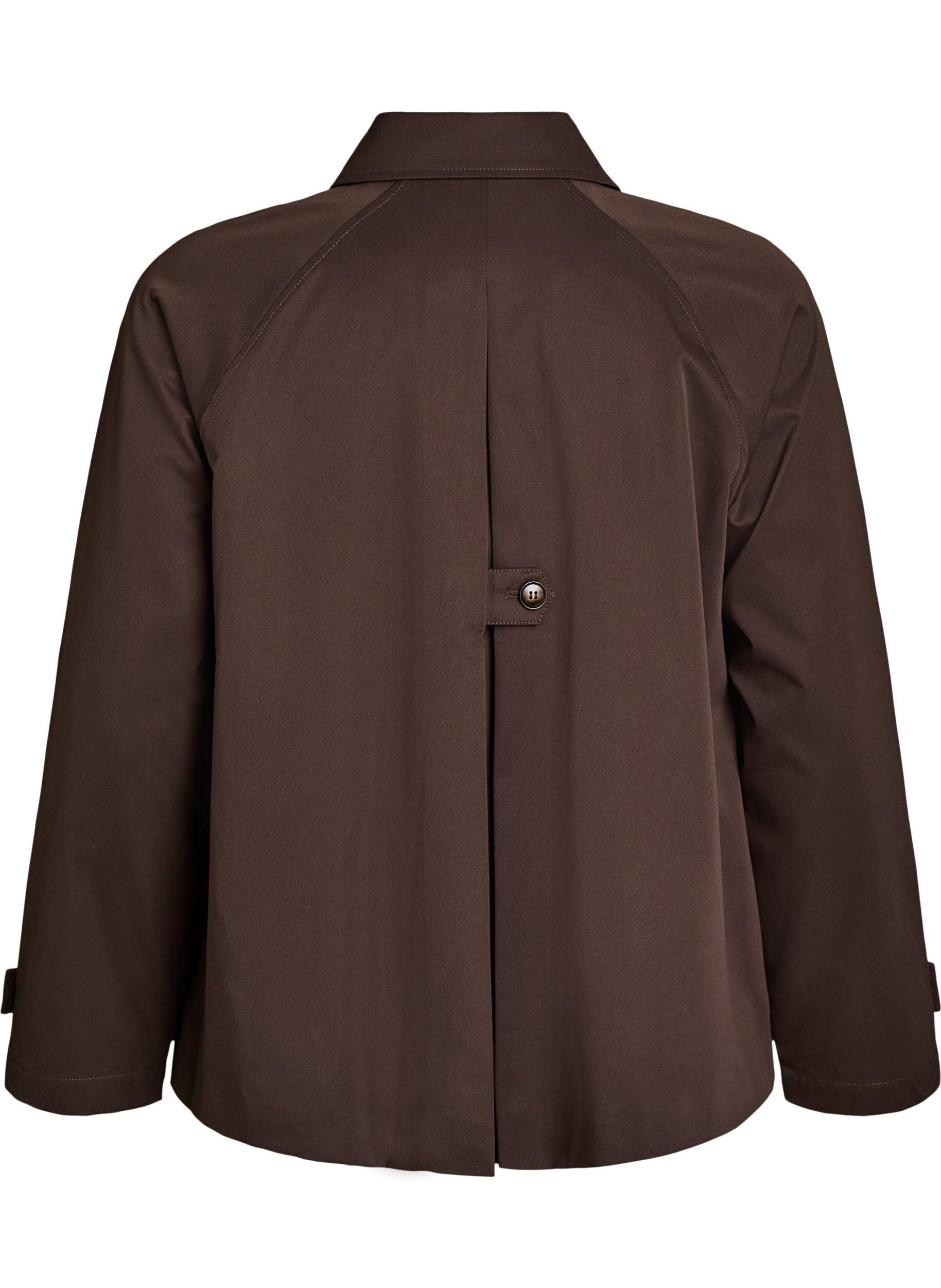 Zizzi Kort trenchcoat med krage og raglanermer, Brun, Packshot image number 1