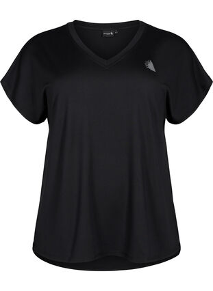 Trenings-t-skjorte med v-hals, Black, Packshot image number 0