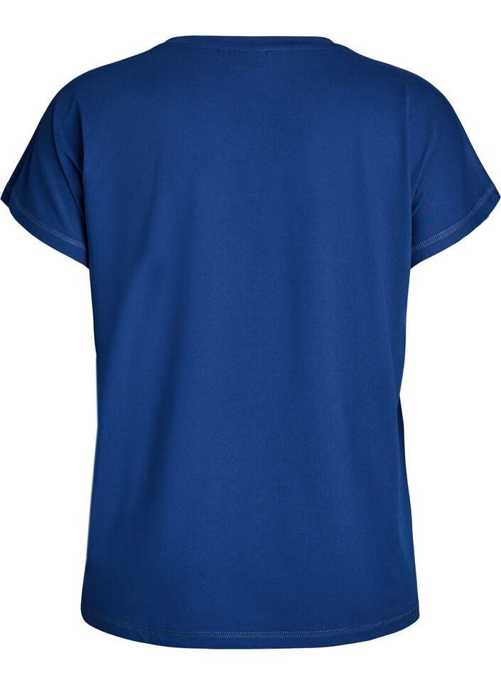 L&oslash;stsittende trenings-t-skjorte med V-hals, Bl&aring;, Packshot image number 1