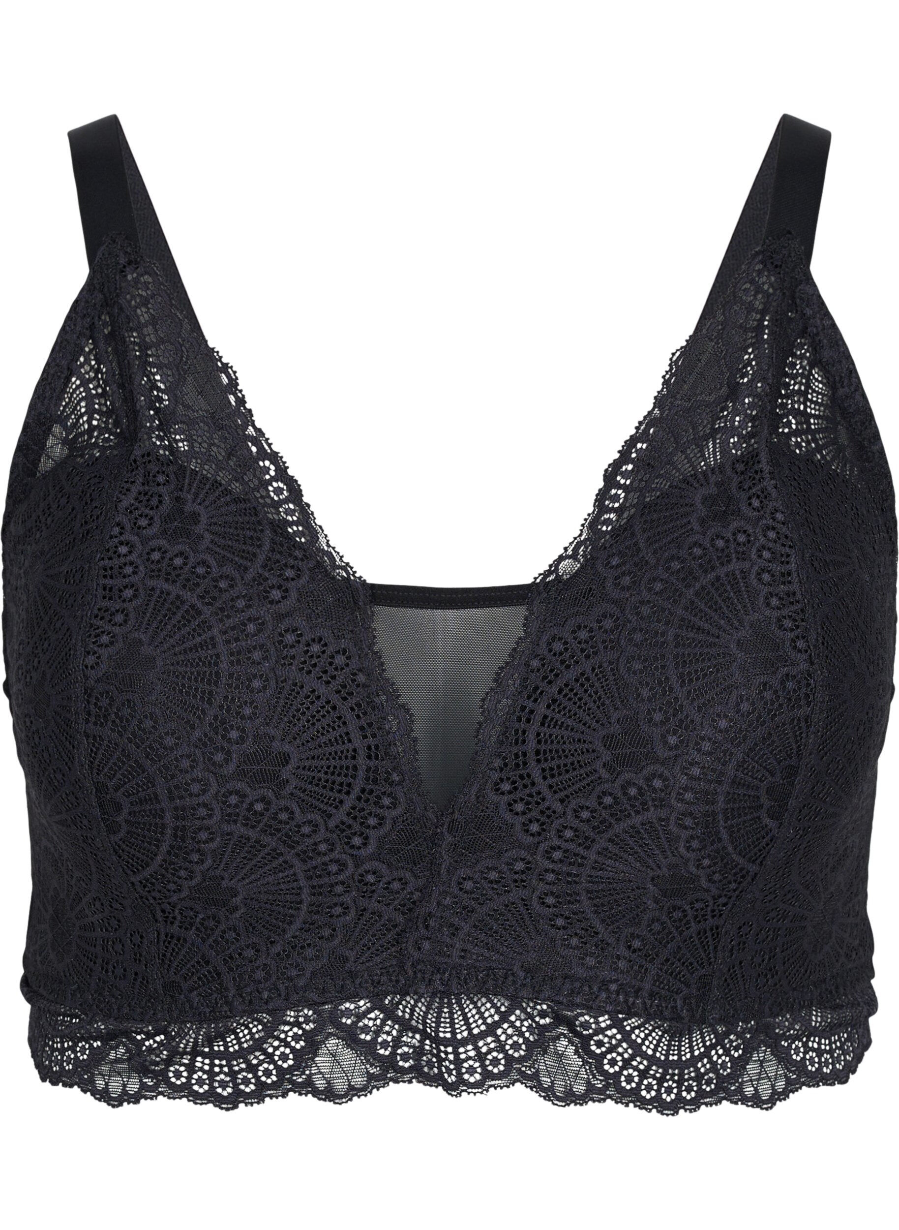 Zizzi Lett vattert blonde-BH med mesh, Black, Packshot image number 0