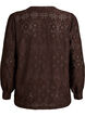 Langermet bluse med hullbroderi, Brun, Packshot image number 1