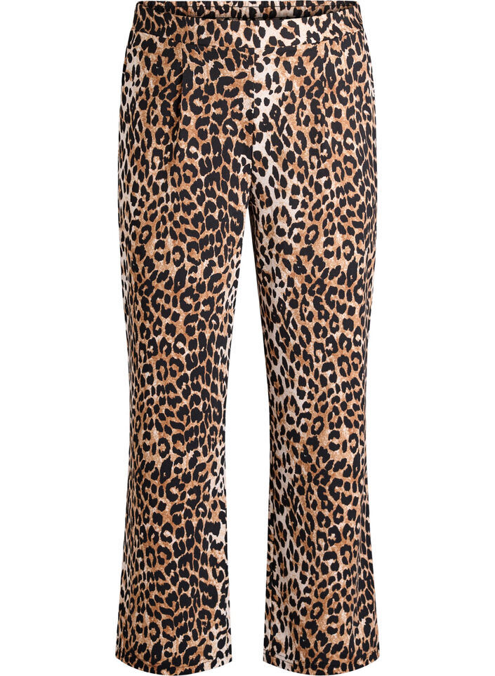 Rette bukser med leopardm&oslash;nster, Brun, Packshot image number 0