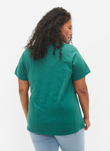Basis T-skjorter i bomull, 2 stk., Antique Green/Black, Model image number 1
