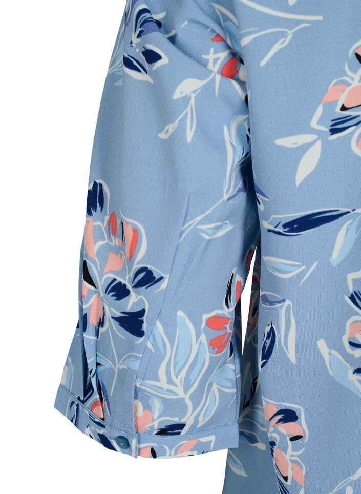 Bluse med print og 3/4 ermer, Outline Flower, Packshot image number 3